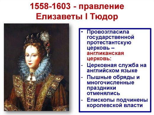 Правление королевы Елизавета I
